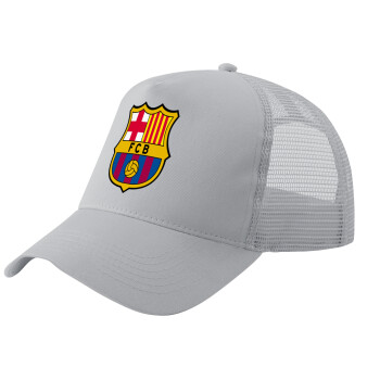 Barcelona FC, Trucker Hat with Mesh, GREY, (COTTON, KIDS, UNISEX, ONE SIZE)