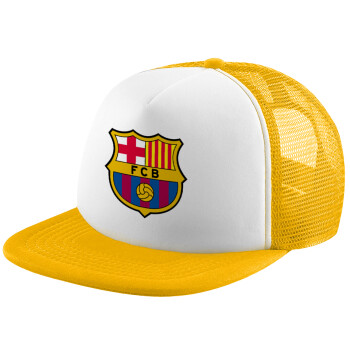 Barcelona FC, Καπέλο Soft Trucker με Δίχτυ Κίτρινο/White 