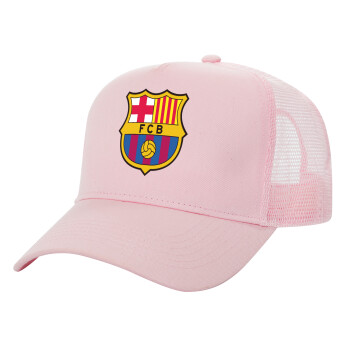 Barcelona FC, Adult Structured Trucker Hat, with Mesh, PINK (100% COTTON, ADULT, UNISEX, ONE SIZE)