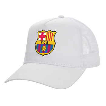 Barcelona FC, Καπέλο Ενηλίκων Structured Trucker, με Δίχτυ, ΛΕΥΚΟ (100% ΒΑΜΒΑΚΕΡΟ, ΕΝΗΛΙΚΩΝ, UNISEX, ONE SIZE)