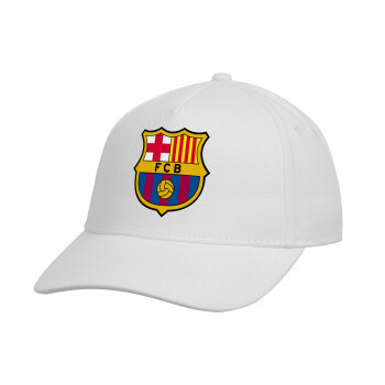 Barcelona FC, Καπέλο Ενηλίκων Baseball, Drill, Λευκό (100% ΒΑΜΒΑΚΕΡΟ, ΕΝΗΛΙΚΩΝ, UNISEX, ONE SIZE)