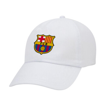 Barcelona FC, Καπέλο Ενηλίκων Baseball Λευκό 5-φύλλο (POLYESTER, ΕΝΗΛΙΚΩΝ, UNISEX, ONE SIZE)