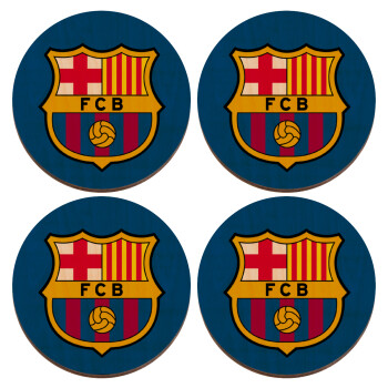 Barcelona FC, ΣΕΤ x4 Σουβέρ ξύλινα στρογγυλά plywood (9cm)