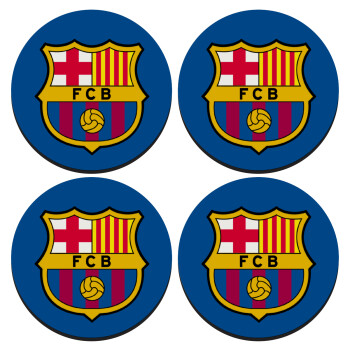 Barcelona FC, ΣΕΤ 4 Σουβέρ ξύλινα στρογγυλά (9cm)