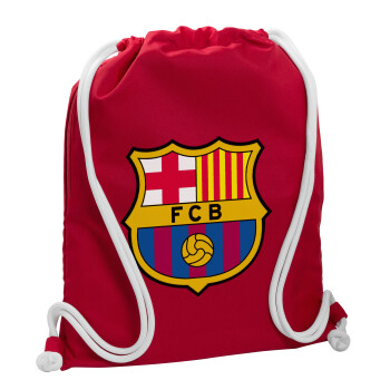 Barcelona FC, Τσάντα πλάτης πουγκί GYMBAG Κόκκινη, με τσέπη (40x48cm) & χονδρά κορδόνια