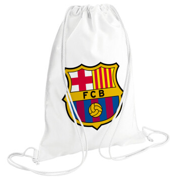 Barcelona FC, Τσάντα πλάτης πουγκί GYMBAG λευκή (28x40cm)