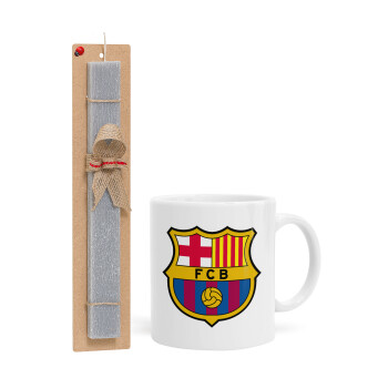 Barcelona FC, Easter Set, Ceramic Cup (330ml) & Easter aromatic flat candle (30cm) (GRAY)