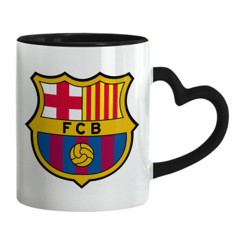 Barcelona FC, Κούπα καρδιά χερούλι μαύρη, κεραμική, 330ml