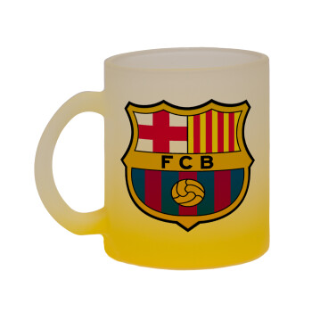 Barcelona FC, Κούπα γυάλινη δίχρωμη με βάση το κίτρινο ματ, 330ml