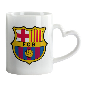 Barcelona FC, Κούπα καρδιά χερούλι λευκή, κεραμική, 330ml