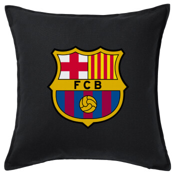 Barcelona FC, Μαξιλάρι καναπέ Μαύρο 100% βαμβάκι, περιέχεται το γέμισμα (50x50cm)