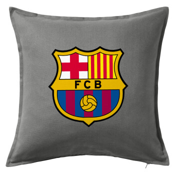 Barcelona FC, Μαξιλάρι καναπέ Γκρι 100% βαμβάκι, περιέχεται το γέμισμα (50x50cm)
