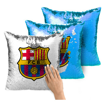 Barcelona FC, Μαξιλάρι καναπέ Μαγικό Μπλε με πούλιες 40x40cm περιέχεται το γέμισμα