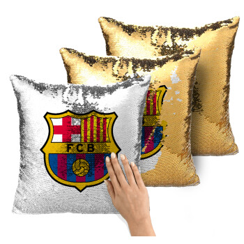 Barcelona FC, Μαξιλάρι καναπέ Μαγικό Χρυσό με πούλιες 40x40cm περιέχεται το γέμισμα