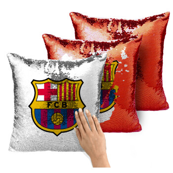 Barcelona FC, Μαξιλάρι καναπέ Μαγικό Κόκκινο με πούλιες 40x40cm περιέχεται το γέμισμα