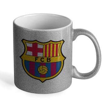 Barcelona FC, Κούπα Ασημένια Glitter που γυαλίζει, κεραμική, 330ml