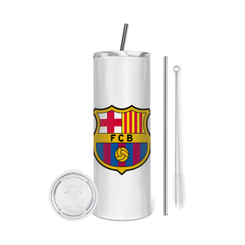 Barcelona FC, Eco friendly ποτήρι θερμό (tumbler) από ανοξείδωτο ατσάλι 600ml, με μεταλλικό καλαμάκι & βούρτσα καθαρισμού