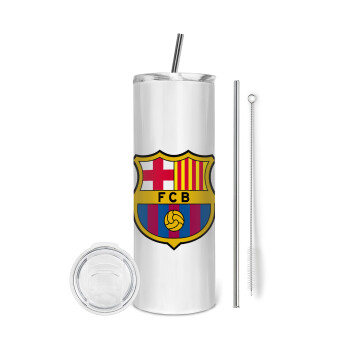 Barcelona FC, Tumbler ποτήρι θερμό από ανοξείδωτο ατσάλι 600ml, με μεταλλικό καλαμάκι & βούρτσα καθαρισμού