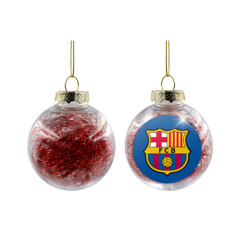 Barcelona FC, Χριστουγεννιάτικη μπάλα δένδρου διάφανη με κόκκινο γέμισμα 8cm