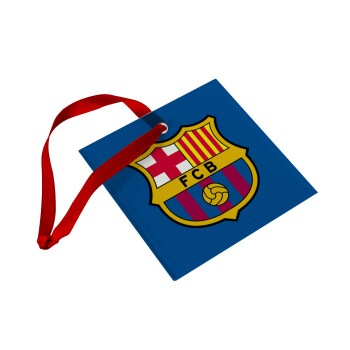 Barcelona FC, Χριστουγεννιάτικο στολίδι γυάλινο τετράγωνο 9x9cm