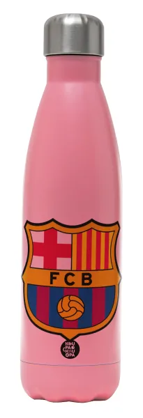 Barcelona FC — Μεταλλικό παγούρι θερμός Ροζ Ματ (Stainless steel), διπλού τοιχώματος, 500ml