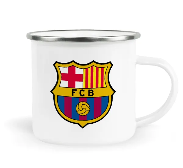 Barcelona FC — Metallic enamel cup white 360ml