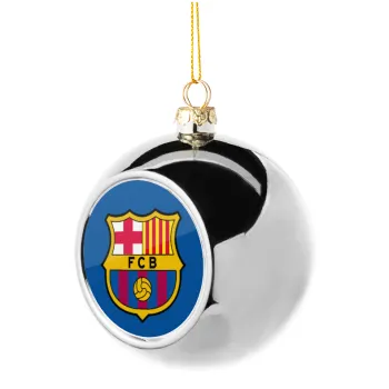 Barcelona FC, Silver 8cm Christmas tree ball ornament