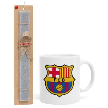 Barcelona FC, Πασχαλινή Λαμπάδα με Κούπα κεραμική (330ml) & κερί αρωματικό πλακέ (30cm) (ΓΚΡΙ)