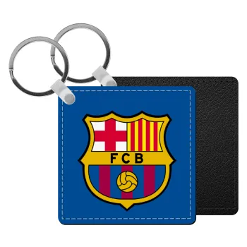Barcelona FC, Μπρελόκ Δερματίνη, τετράγωνο ΜΑΥΡΟ (5x5cm)