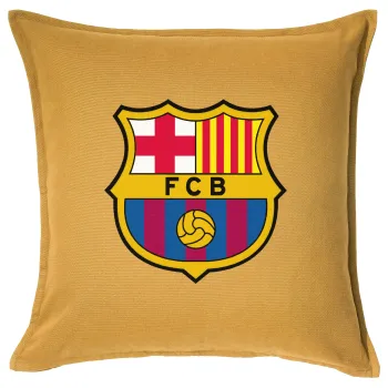 Barcelona FC, Μαξιλάρι καναπέ Κίτρινο 100% βαμβάκι, περιέχεται το γέμισμα (50x50cm)