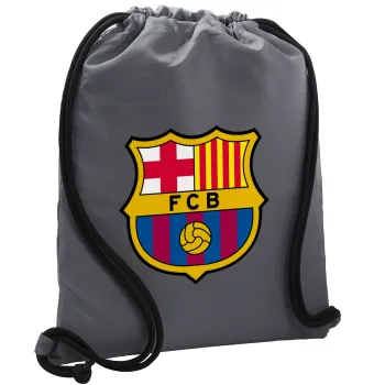 Barcelona FC, Backpack pouch GYMBAG GREY, with pocket (40x48cm) & thick cords