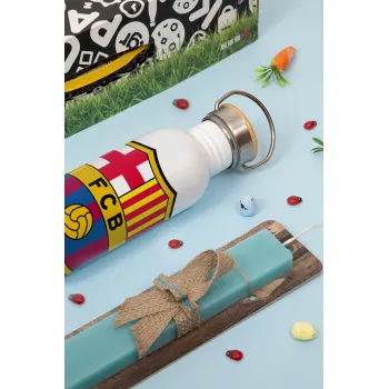 Barcelona FC, Πασχαλινή Λαμπάδα με παγούρι μεταλλικό (620ml, stainless steel) & κερί αρωματικό πλακέ (30cm) (ΤΙΡΚΟΥΑΖ)