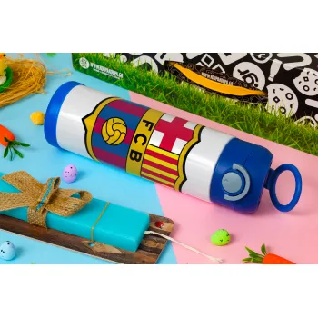 Barcelona FC, Easter candle, Childrens hot water bottle, stainless steel, with safety straw, BLUE (500ml)