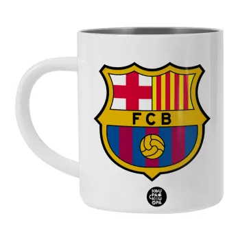 Barcelona FC, BIG Mug Stainless steel double wall (450ml, White)