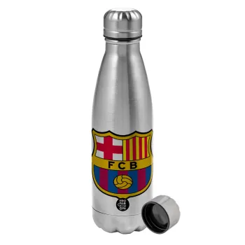 Barcelona FC, Metallic water bottle, stainless steel, 750ml