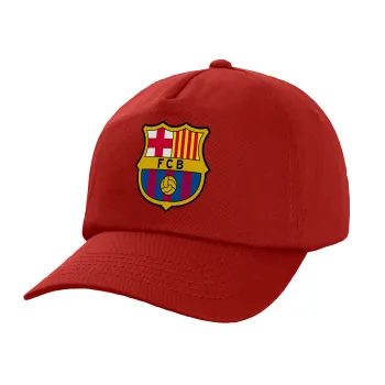 Barcelona FC, Πεντάφυλλο Καπέλο Ενηλίκων Baseball, 100% Βαμβακερό,  Κόκκινο (ΒΑΜΒΑΚΕΡΟ, ΕΝΗΛΙΚΩΝ, UNISEX, ONE SIZE)