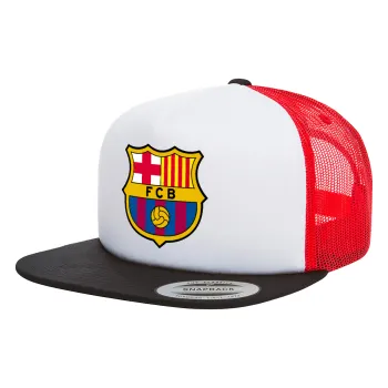 Barcelona FC, Καπέλο Ενηλίκων Foam Flat Snapback με Δίχτυ Μαύρο-Λευκό-Κόκκινο (POLYESTER, ΕΝΗΛΙΚΩΝ, UNISEX, ONE SIZE)