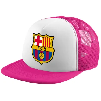 Barcelona FC, Καπέλο παιδικό Soft Trucker με Δίχτυ ΡΟΖ/ΛΕΥΚΟ (POLYESTER, ΠΑΙΔΙΚΟ, ONE SIZE)