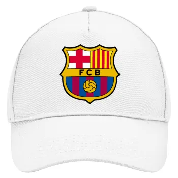 Barcelona FC, Καπέλο Ενηλίκων Baseball, Drill, Λευκό (100% ΒΑΜΒΑΚΕΡΟ, ΕΝΗΛΙΚΩΝ, UNISEX, ONE SIZE)