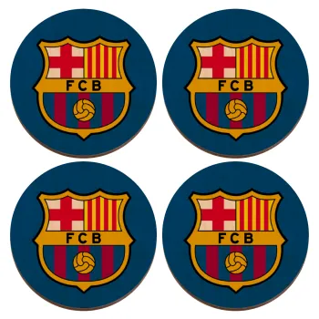 Barcelona FC, ΣΕΤ x4 Σουβέρ ξύλινα στρογγυλά plywood (9cm)