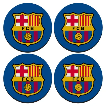 Barcelona FC, SET of 4 round wooden coasters (9cm)