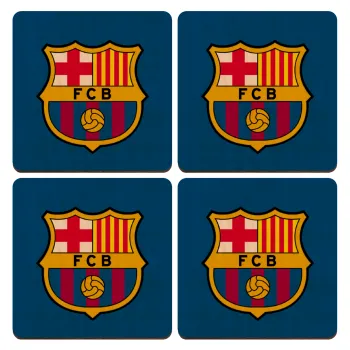 Barcelona FC, ΣΕΤ x4 Σουβέρ ξύλινα τετράγωνα plywood (9cm)