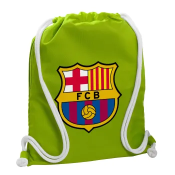 Barcelona FC, Backpack bag GYMBAG LIME GREEN, with pocket (40x48cm) & thick cords
