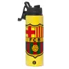Metallic water bottle with safety lid, 850ml aluminum
