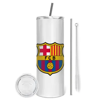 Barcelona FC, Tumbler stainless steel 600ml, with metal straw & cleaning brush
