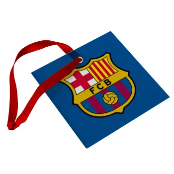 Barcelona FC, Christmas ornament, glass square ornament 9x9cm