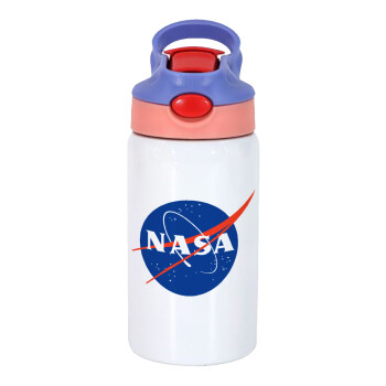 Nasa, Children's hot water bottle, stainless steel, with safety straw, pink/purple (350ml)