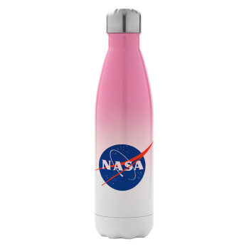 Nasa, Metal mug thermos Pink/White (Stainless steel), double wall, 500ml