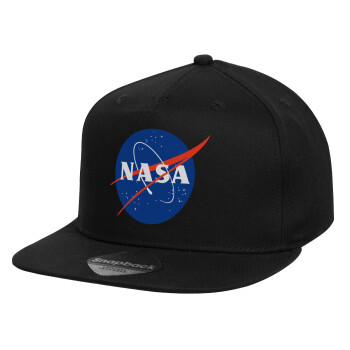 Nasa, Καπέλο παιδικό Flat Snapback, Μαύρο (100% ΒΑΜΒΑΚΕΡΟ, ΠΑΙΔΙΚΟ, UNISEX, ONE SIZE)