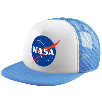 Nasa, Child's Soft Trucker Hat with Blue/White Mesh (POLYESTER, CHILD, ONE SIZE)
